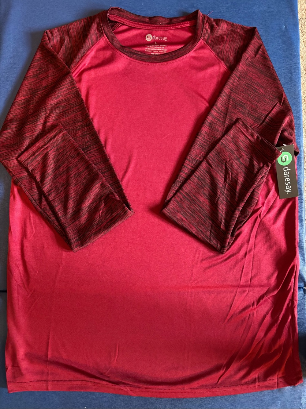 RESA Women's Red Raglan Long Sleeve Tee with Heathered Sleeves